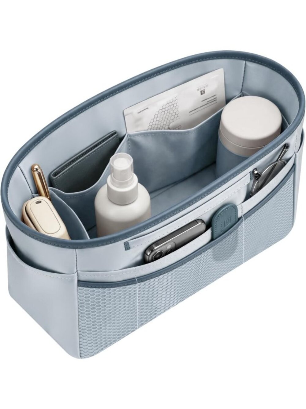 Multi-Pocket Tote Bag Organizer Insert - 11.42 Inch Satin Purse Organizer